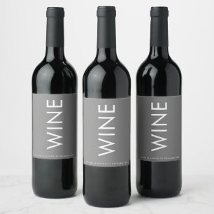 Étiquette Pour Bouteilles De Vin Gris Premium Ultimate Moderne Monogramme Bold Amus
