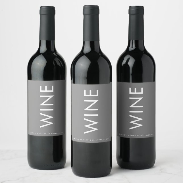 Étiquette Pour Bouteilles De Vin Gris Premium Ultimate Moderne Monogramme Bold Amus (Bouteilles)