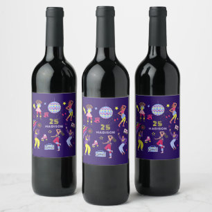 Étiquette Pour Bouteilles De Vin Groovy Disco Violet Party Millennial Rétro