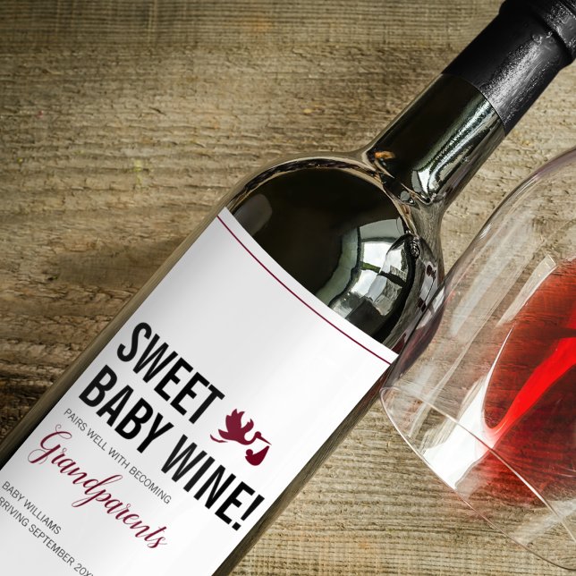 Étiquette Pour Bouteilles De Vin Grossesse Bébé Faire-part Grand-parents à être (Créateur téléchargé)