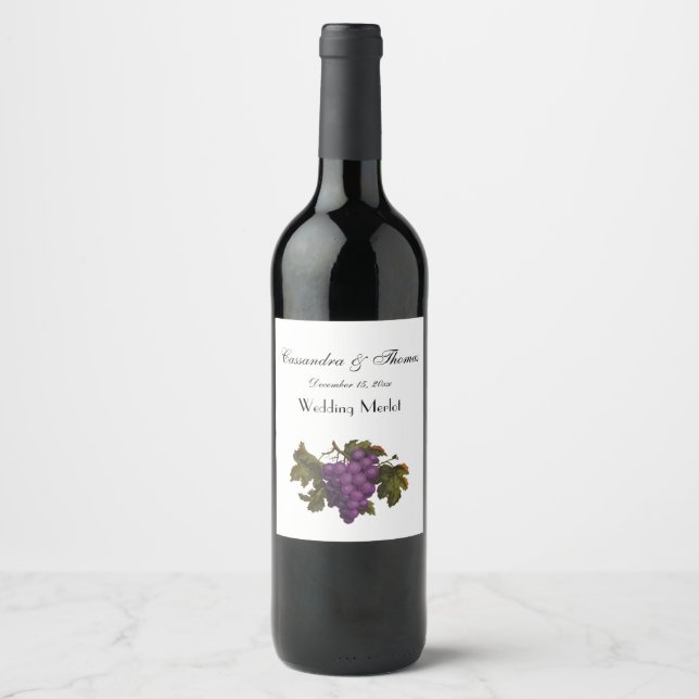 Étiquette Pour Bouteilles De Vin Groupe de raisins violets do-it-yourself Arrière - (Devant)