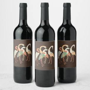 Étiquette Pour Bouteilles De Vin Grues Pop Art de couleur neutre