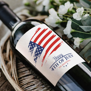 Étiquette Pour Bouteilles De Vin Grunge American Flag Happy 4 juillet ID1104