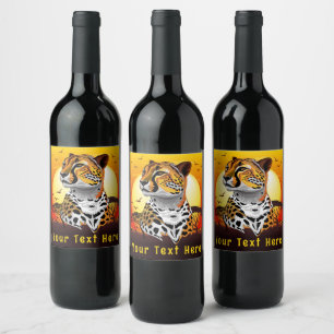 Étiquette Pour Bouteilles De Vin Guépard Félin Africain Animal Sauvage Entreprise C