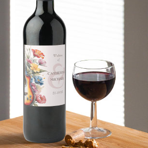 Étiquette Pour Bouteilles De Vin Guitare Wildflower Esperluette Musical Mariage