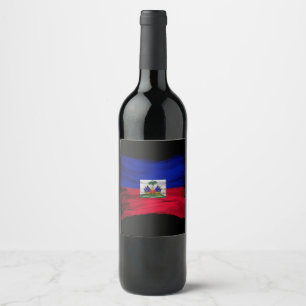 Étiquette Pour Bouteilles De Vin Haiti flag brush stroke, national flag