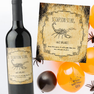 Étiquette Pour Bouteilles De Vin Halloween apothécaire de la scorpion vintage