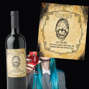 Étiquette Pour Bouteilles De Vin Halloween apothecaire dents cuites vintages