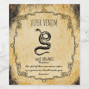 Étiquette Pour Bouteilles De Vin Halloween apothecaire venin viper vintage