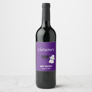 Étiquette Pour Bouteilles De Vin Halloween Baby shower Little BOO Purple