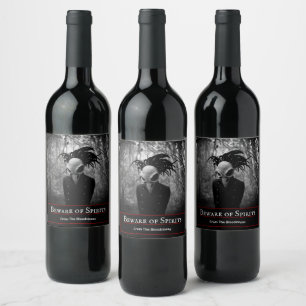 Étiquette Pour Bouteilles De Vin Halloween crâne d'oiseau déplaisant