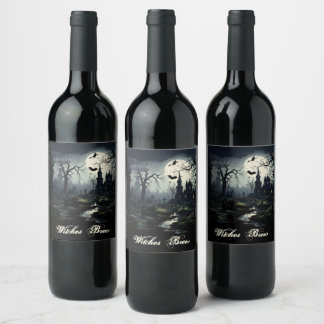 Étiquette Pour Bouteilles De Vin Halloween du manoir de sorcières Ghosts