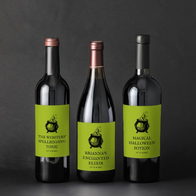 Étiquette Pour Bouteilles De Vin Halloween élixir drôle de chaudron personnalisé (Créateur téléchargé)