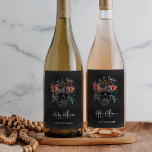 Étiquette Pour Bouteilles De Vin Halloween florale tropicale