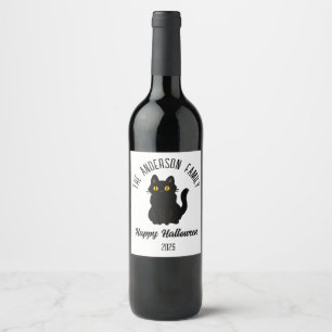 Étiquette Pour Bouteilles De Vin Halloween Scary Black Cat Nom personnalisé