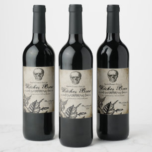 Étiquette Pour Bouteilles De Vin Halloween - sorcières brasser le vin Étiquette