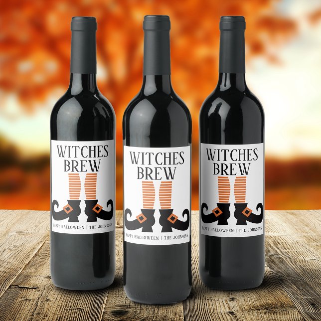Étiquette Pour Bouteilles De Vin Halloween sorcières brasser personnalisé (Halloween Witches Brew Personalized Wine Label)