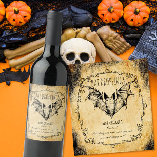 Étiquette Pour Bouteilles De Vin Halloween vintage de chauve-souris