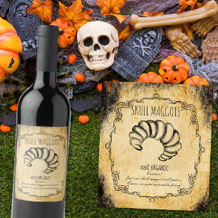 Étiquette Pour Bouteilles De Vin Halloween vintage du crâne