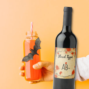 Étiquette Pour Bouteilles De Vin Halloween vintage vampire SANG