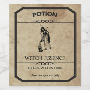 Étiquette Pour Bouteilles De Vin Halloween Witch Essence Apothecary Vin Étiquette