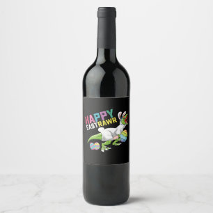 Étiquette Pour Bouteilles De Vin Happy Easttrawr T Rex Dinosaur Easter Bunny Egg