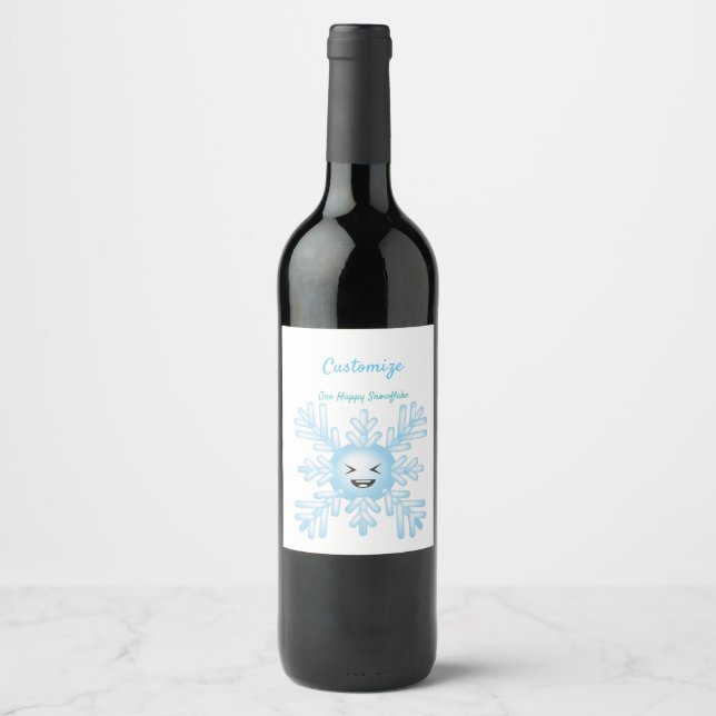 Étiquette Pour Bouteilles De Vin Happy Snowflake Emoticon Thunder_Cove (Devant)