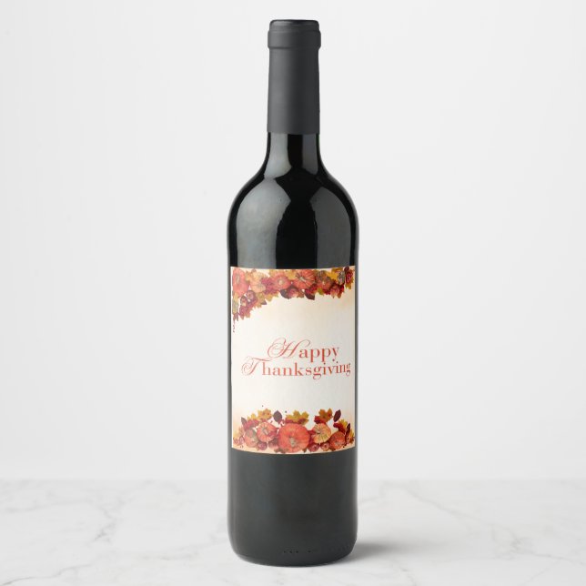 Étiquette Pour Bouteilles De Vin Happy thanksgiving (Devant)
