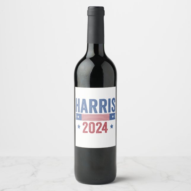 Étiquette Pour Bouteilles De Vin Harris Pour Président Élections Démocrates América (Devant)
