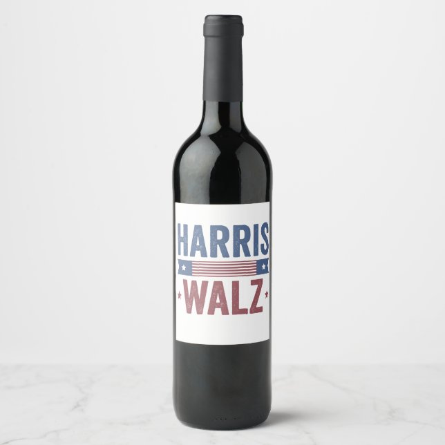 Étiquette Pour Bouteilles De Vin Harris Walz 2024 Election Kamala Tim Waltz America (Devant)