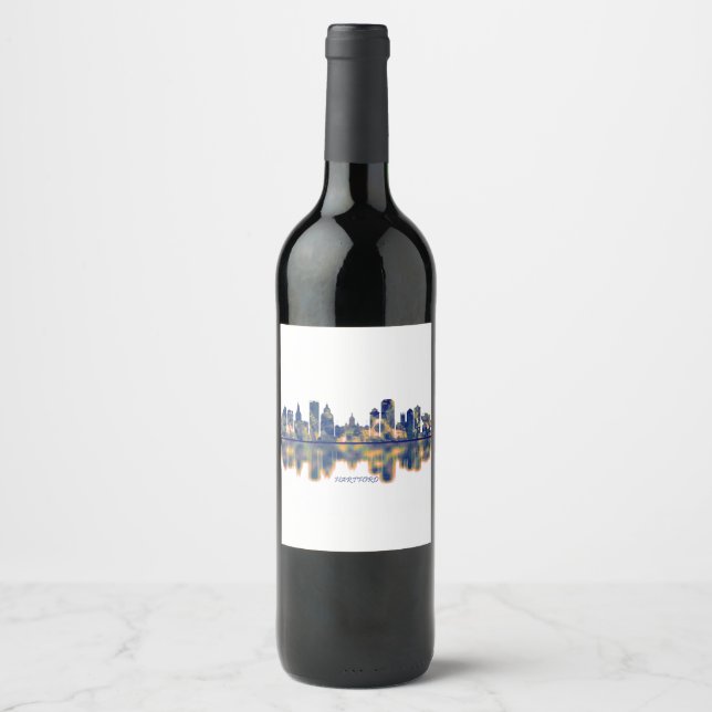 Étiquette Pour Bouteilles De Vin Hartford Skyline (Devant)
