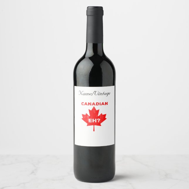 Étiquette Pour Bouteilles De Vin Hein canadien ? Feuille d'érable (Devant)