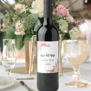 Étiquette Pour Bouteilles De Vin herbe des pampas rose gold vin maison