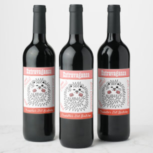 Étiquette Pour Bouteilles De Vin Hérisson Mignon. Acclamations Spéciales. Joyeux An