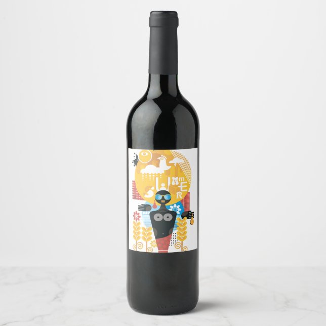 Étiquette Pour Bouteilles De Vin Heure d'été (Devant)