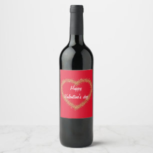 Étiquette Pour Bouteilles De Vin Heureuse Sainte-Valentin de coeur de parties scint