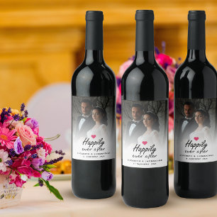 Étiquette Pour Bouteilles De Vin Heureux Jamais après Hot rose Mariage de coeur pho