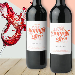 Étiquette Pour Bouteilles De Vin Heureux Jamais Après Le Divorce Femme Orange Typog