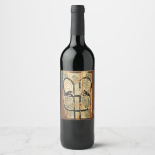 Étiquette Pour Bouteilles De Vin histoire vintage d'art en bois médiéval de
