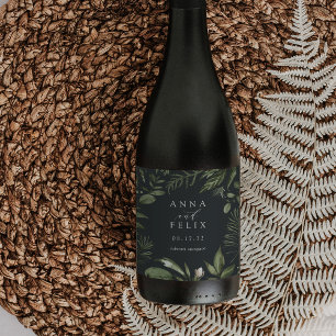 Étiquette Pour Bouteilles De Vin Hiver Meadow   Mariage botanique vert