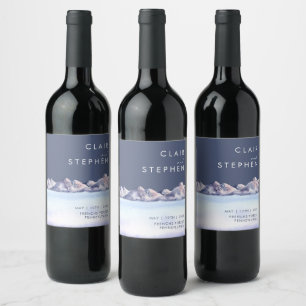 Étiquette Pour Bouteilles De Vin Hiver Montagne Soirée Mariage Étiquette de vin