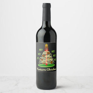 Étiquette Pour Bouteilles De Vin Ho ! Ho ! Ho ! Arbre de Noël Marinara