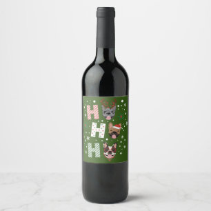 Étiquette Pour Bouteilles De Vin Ho Ho Ho French Bulldog Joyeux Noël