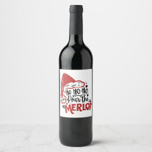 Étiquette Pour Bouteilles De Vin Ho Ho Ho Santa Hat Merlot Vin amusant