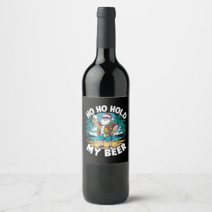 Étiquette Pour Bouteilles De Vin Ho Ho Tenez Ma Bière Noël en Juillet Été Père Noël