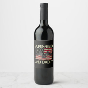 Étiquette Pour Bouteilles De Vin Hommes Armés Et Papa Drôle Mortel Papa Pour Fête D