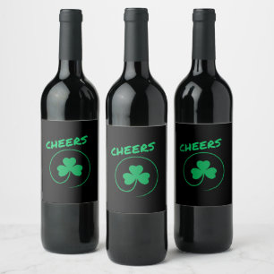 Étiquette Pour Bouteilles De Vin Honneur, Vêtement, Shamrock, Vert irlandais, St pa