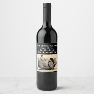 Étiquette Pour Bouteilles De Vin Humour amusant quand les cochons volent une fille 
