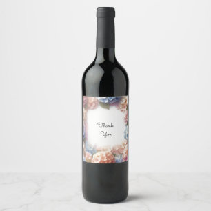 Étiquette Pour Bouteilles De Vin Hydrangea Aquarelle Merci