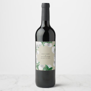 Étiquette Pour Bouteilles De Vin Hydrangea Blanche Floralité Moderne Mariage Végéta